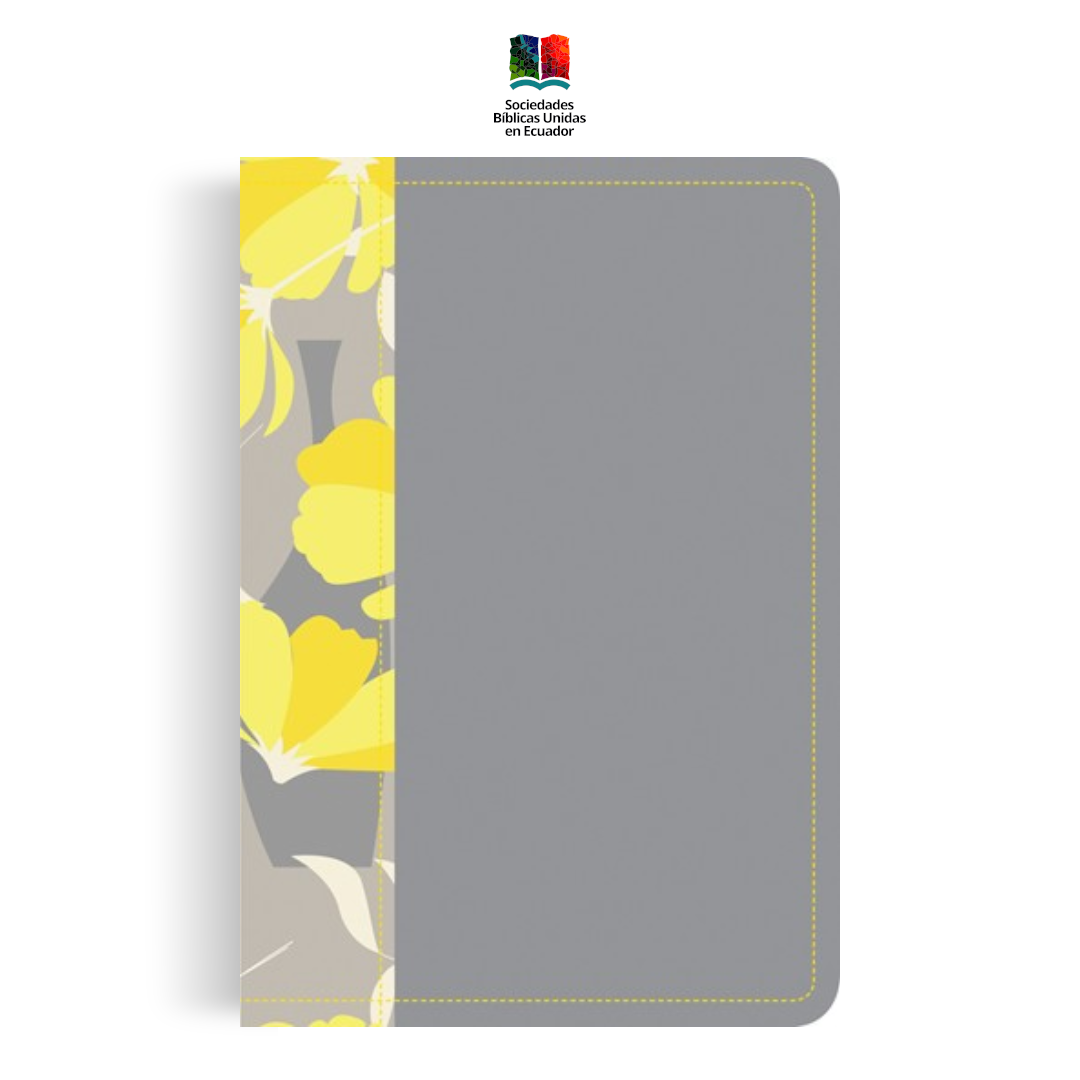 Biblia Tapa Flexible Gris con Franja Floral Amarilla / Sociedades Bíblicas Unidas