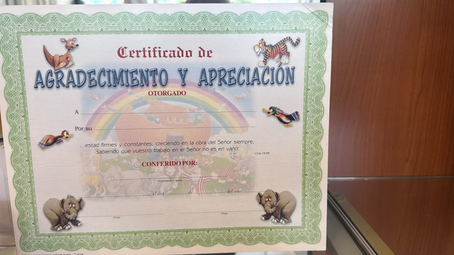 CERTIFICADO DE AGRADECIMIENTO Y APRECIACION