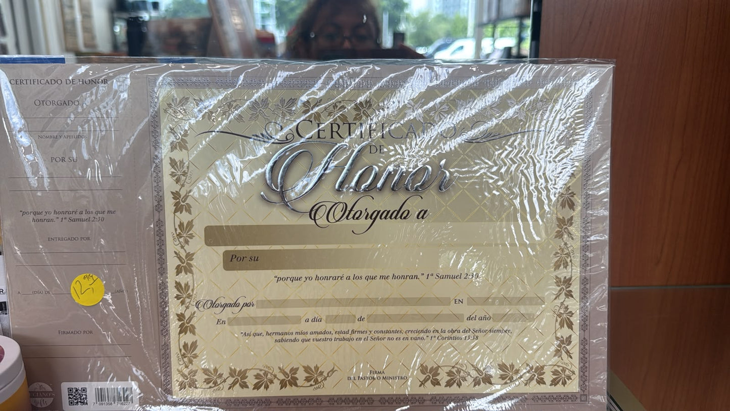 CERTIFICADO DE HONOR