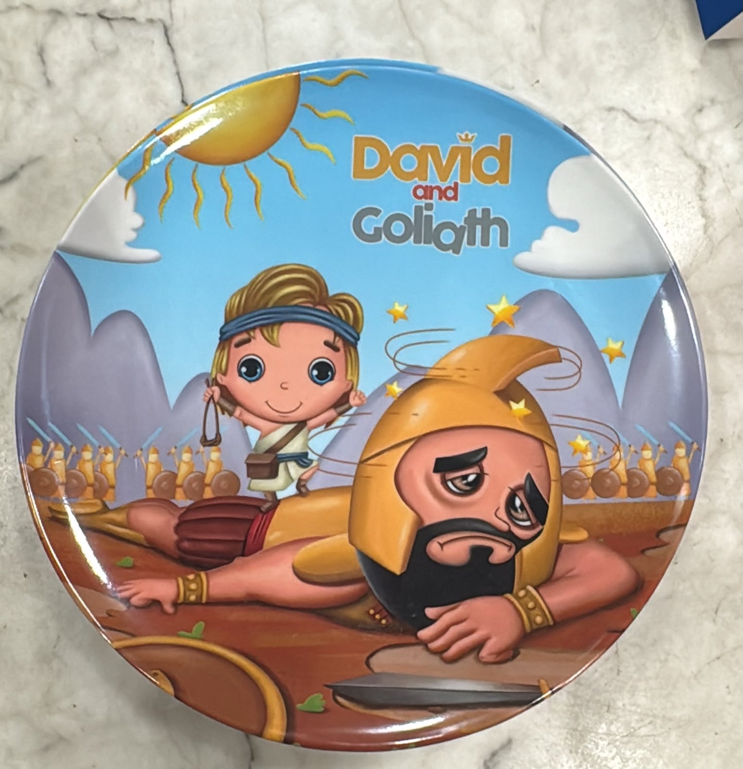 PLATO PARA NIÑO COLOR CELESTE DAVID AND GOLIAT