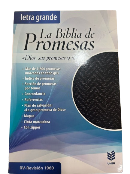 LA BIBLIA DE PROMESAS / DIOS SUS PROMESAS Y TU / LETRA GRANDE / FILO PLATEADO CON INDICE