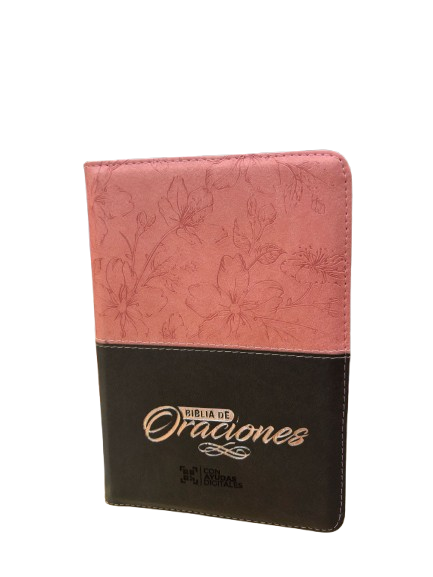 BIBLIA DE ORACIONES CON AYUDA DIGITALES ROSADA CON FLORES Y ZIPER
