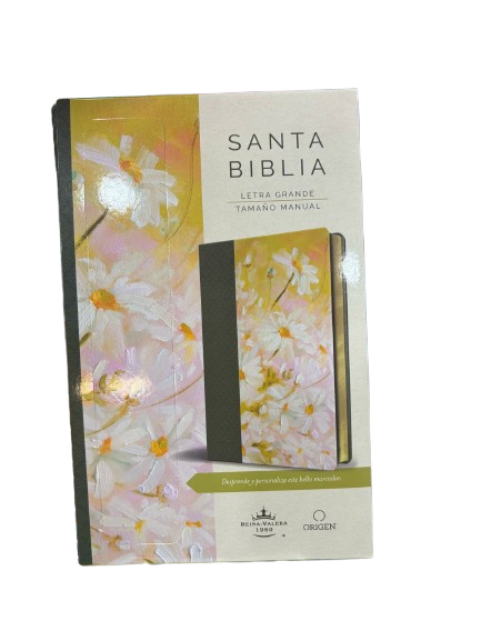 SANTA BIBLIA LETRA GRANDE VERDE Y AMARILLA CON FLORES