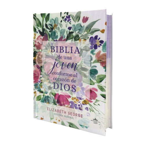BIBLIA DE UNA JOVEN CONFORME AL CORAZÓN DE DIOS CON FLORES