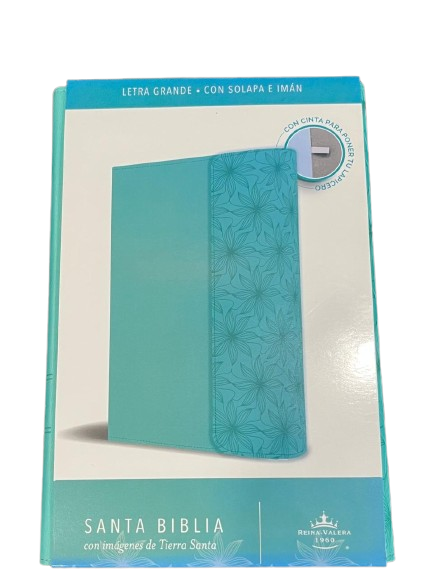 SANTA BIBLIA LETRA GIGANTE TAMAÑO MANUAL CON REFERENCIA, INDICE Y CIERRE COLOR TURQUEZA EDICION LIMITADA
