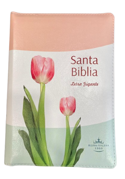 SANTA BIBLIA LETRA GIGANTE TRICOLOR CON TULIPANES