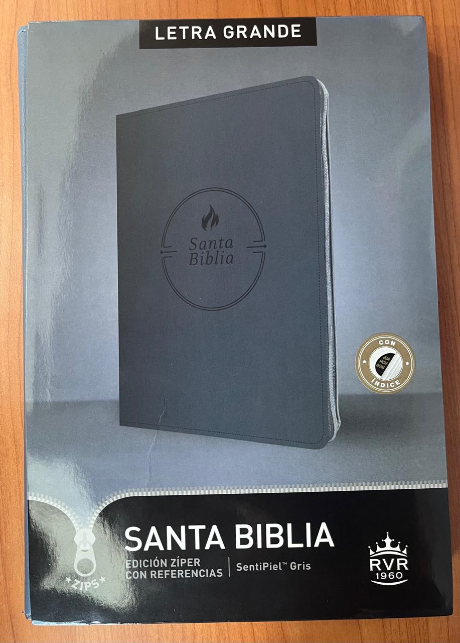 SANTA BIBLIA CON REFERENCIA / SENTIPIEL GRIS CON INDICE Y CIERRE