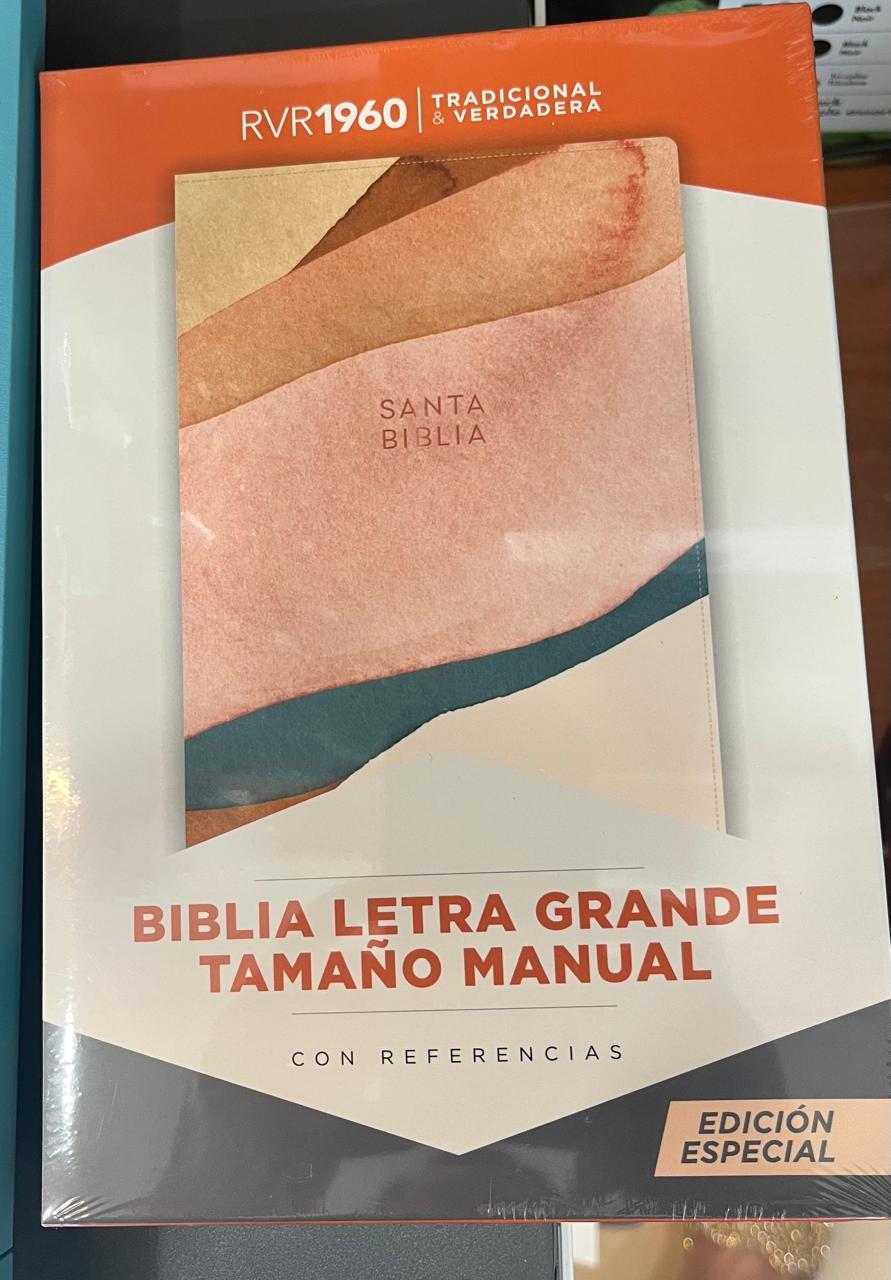BIBLIA LETRA GRANDE / TAMAÑO MANUAL / CON REFERENCIA / MULTICOLOR SIMIL PIEL
