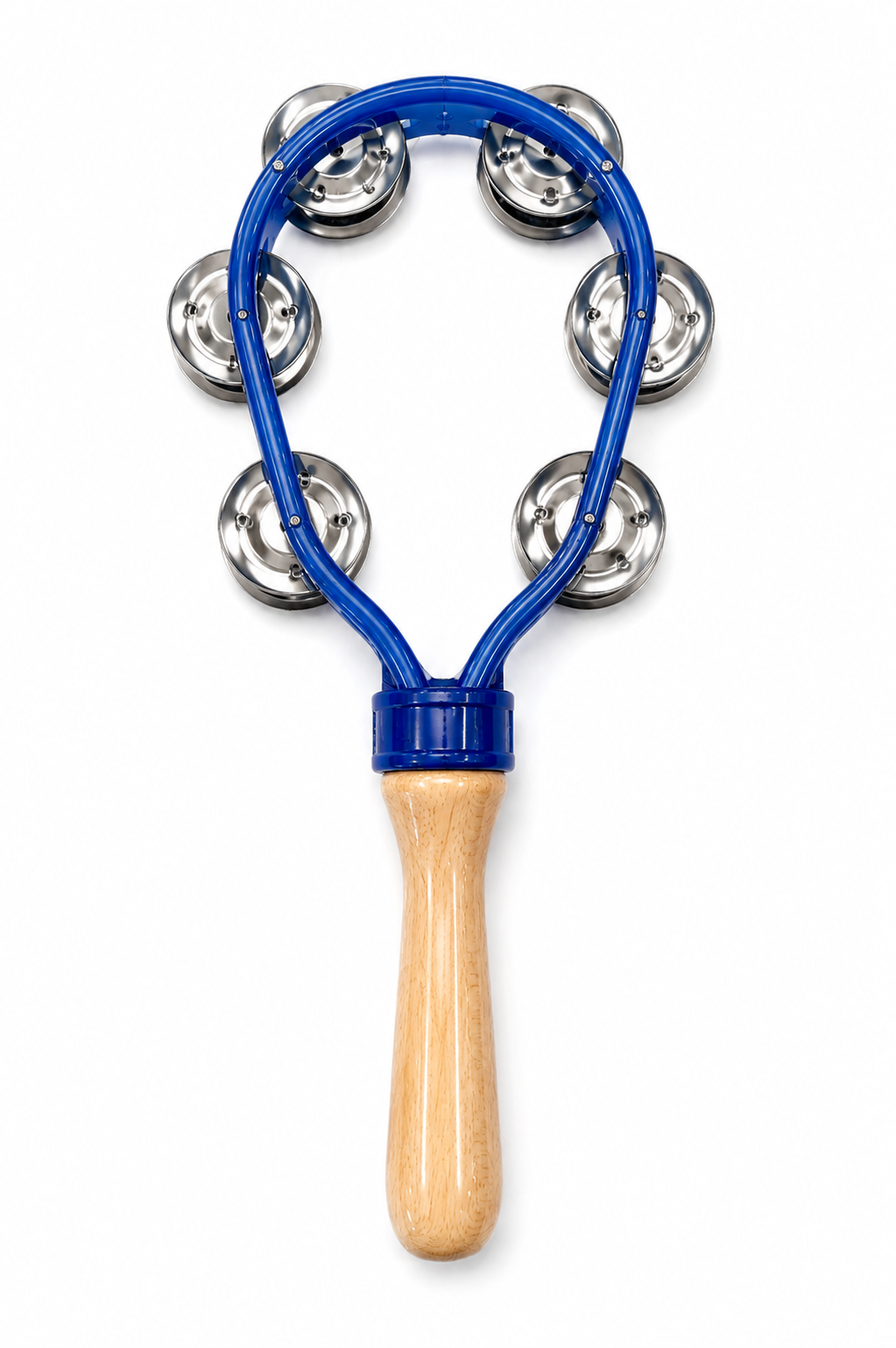 Pandereta de mano con mango de madera (Azul)
