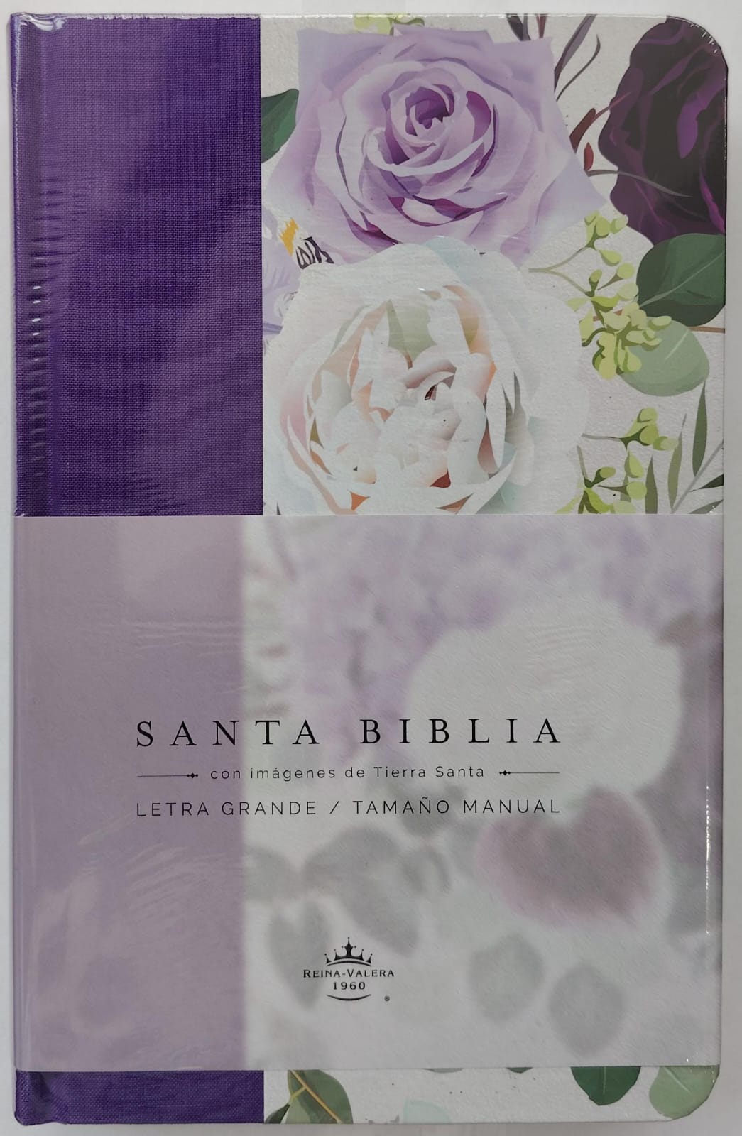 SANTA BIBLIA LETRA GRANDE TAMAÑO MANUAL SIN INDICE CON IMAGENES DE TIERRA SANTA COLOR MORADO CON INDICE