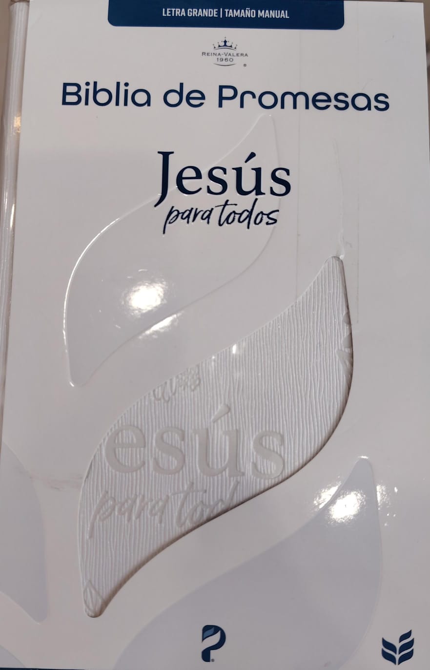 "Biblia de Promesas RVR 1960 'Jesús para Todos' / Letra Grande / Tamaño Manual / Cover Blanca con Textura Relieve