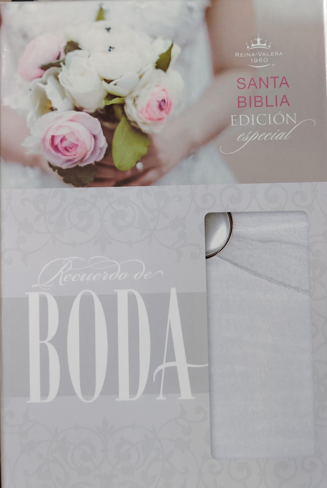 SANTA BIBLIA EDICION ESPECIAL REINA VALERA 1960 RECUERDO DE BODA COLOR BLANCO Y DORADO SIMIL PIEL