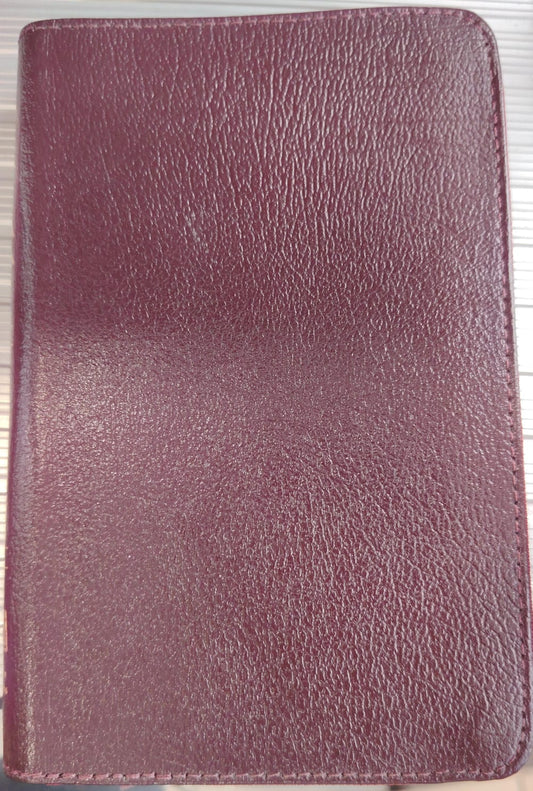 BIBLIA ULTRA FINA TAMAÑO BOLSILLO-COLOR ROJO OSCURO PIEL CON CIERRE DE CREMALLERA SIN INDICE