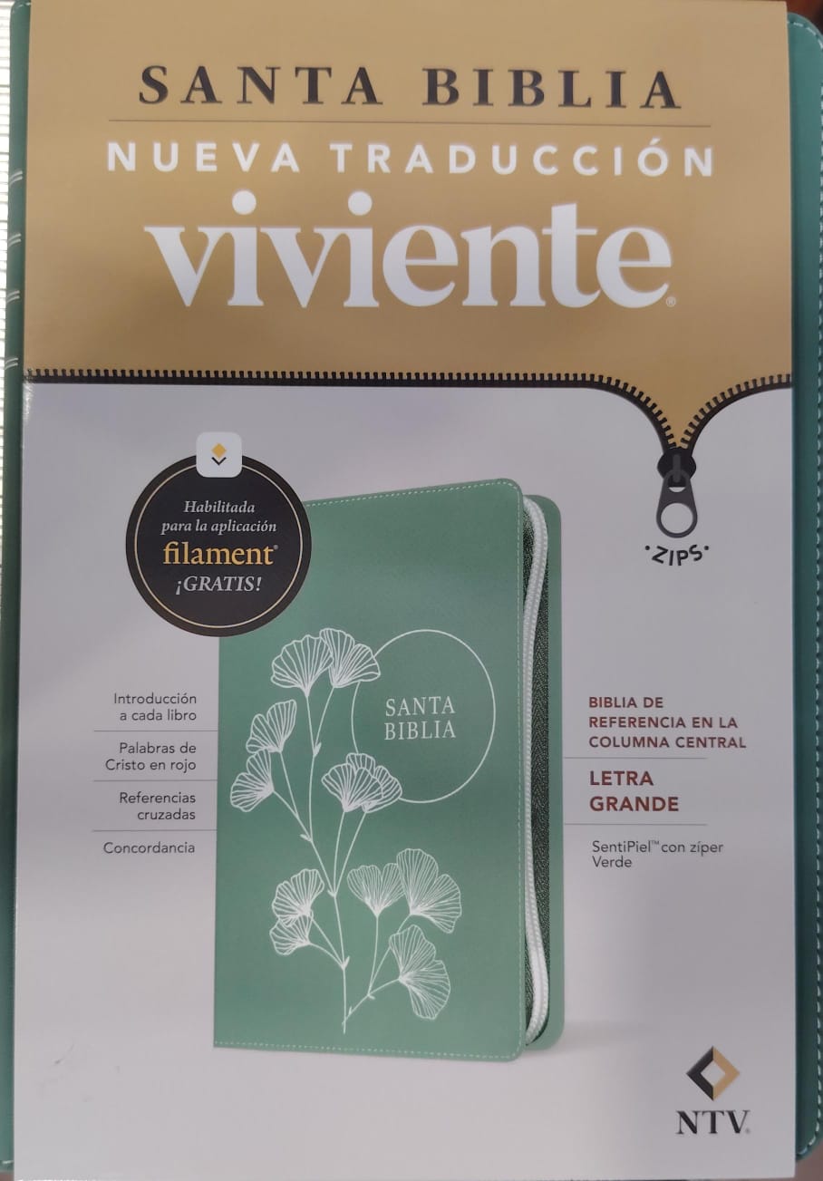 SANTA BIBLIA NUEVA TRADUCCION VIVIENTE-VERDE CON ZIPER