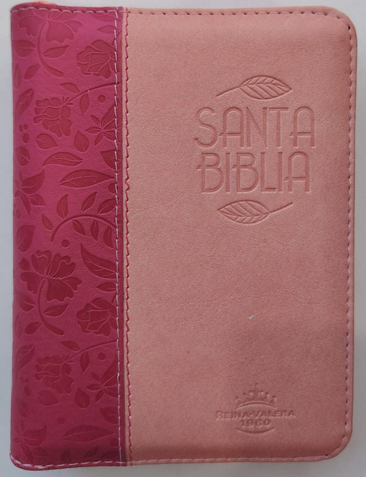 SANTA BIBLIA REINA VALERA 1960 DUOTONO FUCSIA/ROSA CON CIERRE E INDICE - TAMAÑO PEQUEÑO 10PT
