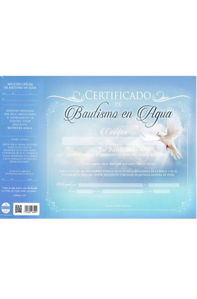 CERTIFICADO DE BAUTISMO EN AGUAS