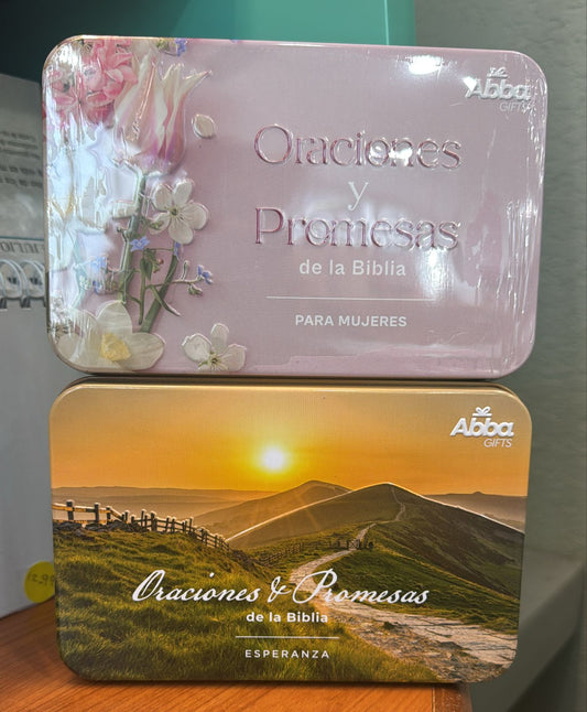 CAJA DE ORACIONES Y PROMESAS DE LA BIBLIA CON LLAVERO Y ESFERO