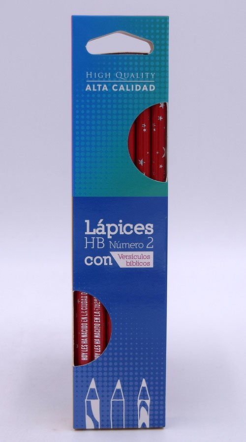 LAPICES HB NUMERO 2 (PAQUETE DE 12) COLOR ROJO CON ESTRELLAS PLATEADO