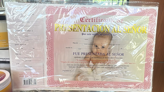 CERTIFICADO DE PRESENTACION AL SEÑOR-ROSADO