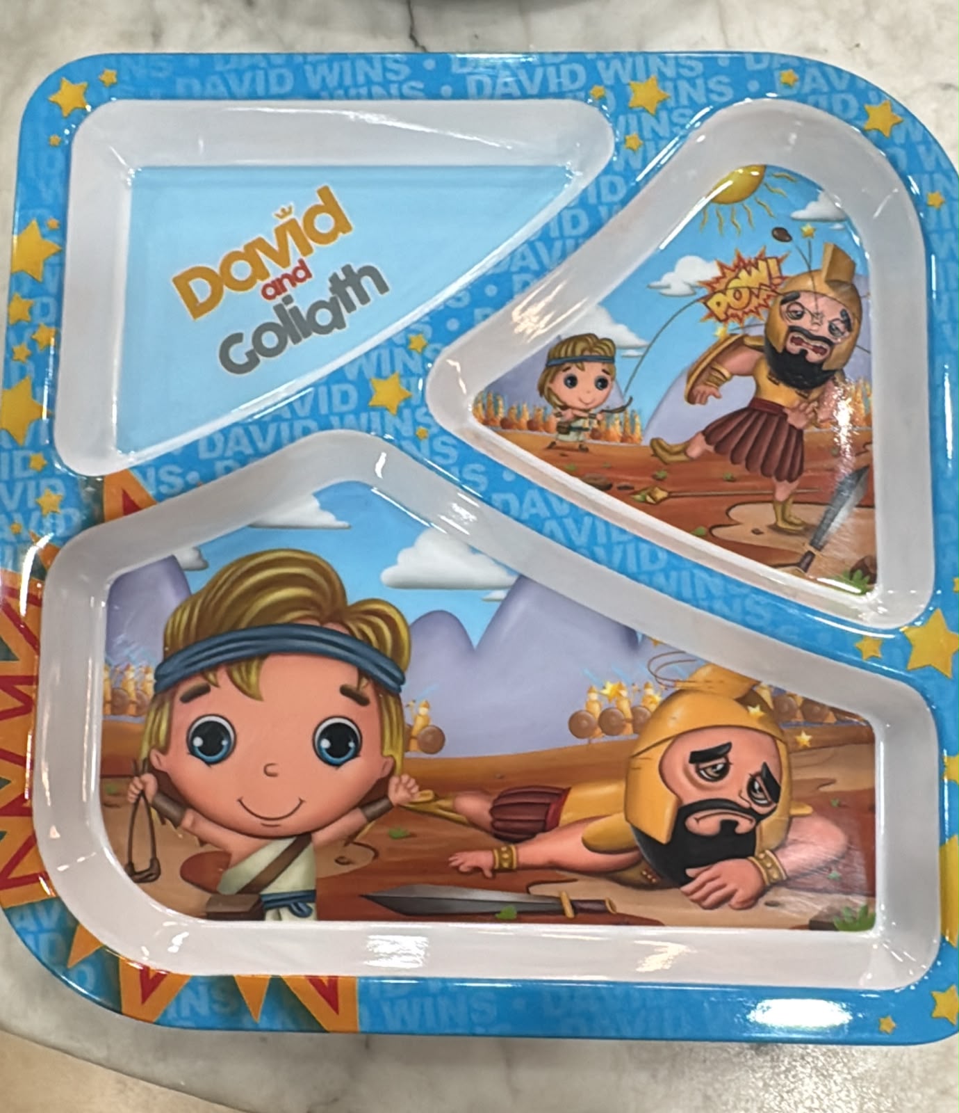 PLATO PARA NIÑO CELESTE DAVID AND GOLIAT