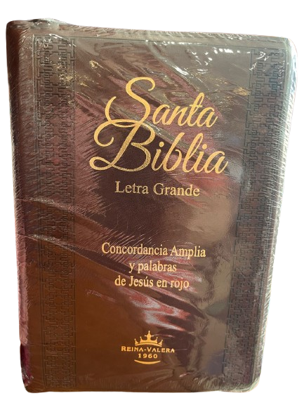 SANTA BIBLIA LETRA GRANDE PORTADA LABRADA ROJA