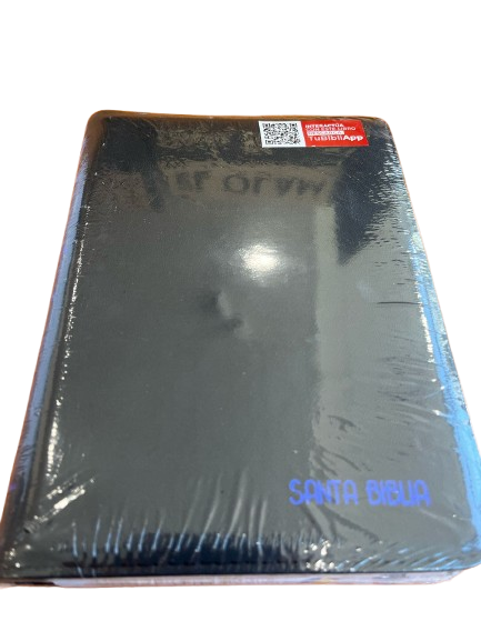 SANTA BIBLIA CON CIERRE LETRAS AZUL ELECTRICO