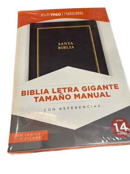 SANTA BIBLIA LETRA GIGANTE COLOR NEGRA INDICE Y CIERRE