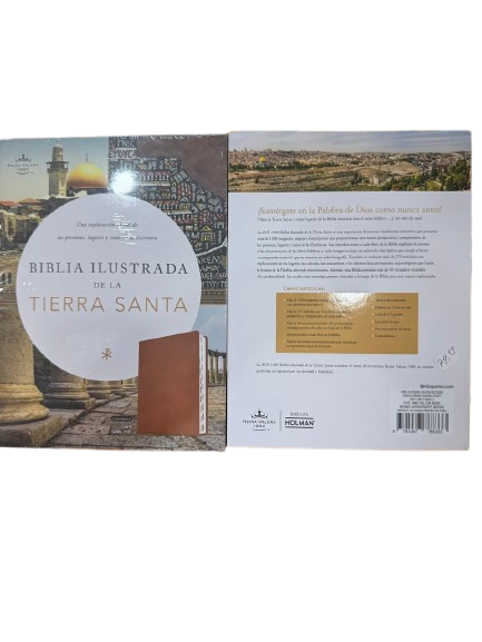 BIBLIA ILUSTRADA DE LA TIERRA SANTA CON INDICE COLOR CAFE SIMIL PIEL
