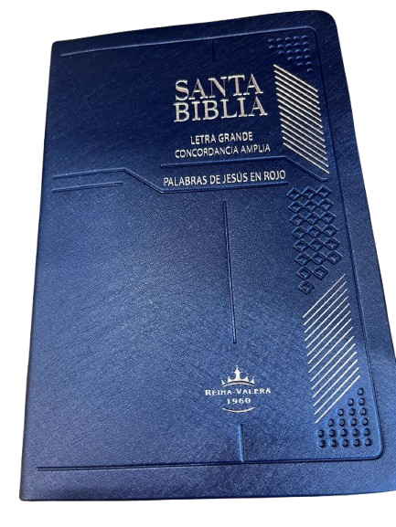 SANTA BIBLIA LETRAS PLATEADAS COLOR AZUL LABRADA