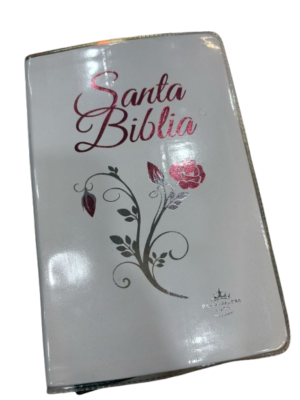 SANTA BIBLIA CON LETRA Y CON DISEÑO DE ROSA EN ROJO
