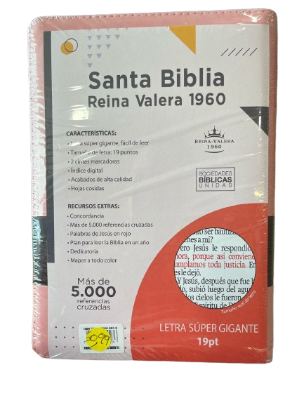 SANTA BIBLIA LETRA GRANDE PORTADA LABRADA ROSADA