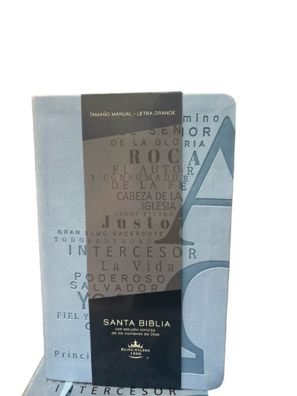 SANTA BIBLIA CON ESTUDIO CONCISO DE LOS NOMBRES DE DIOS COLOR AZUL