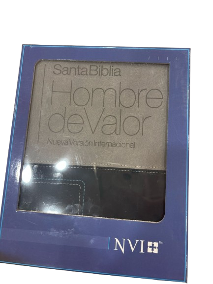 SANTA BIBLIA HOMBRE DE VALOR NUEVA VERSIÓN INTERNACIONAL COLOR GRIS