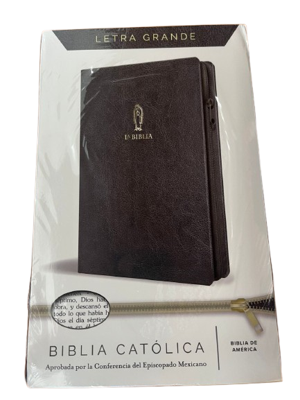 LA BIBLIA CATOLICA , BIBILIA DE AMERICA LETRA GRANDE NEGRA CON CIERRE