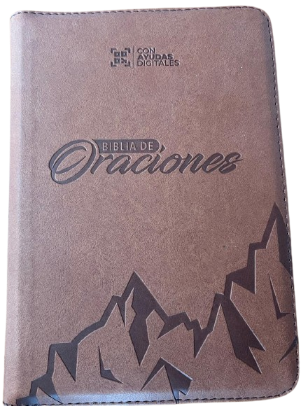 BIBLIA DE ORACIONES, CON AYUDAS DIGITALES, FILOS DORADO CON CIERRE / COLOR CAFE