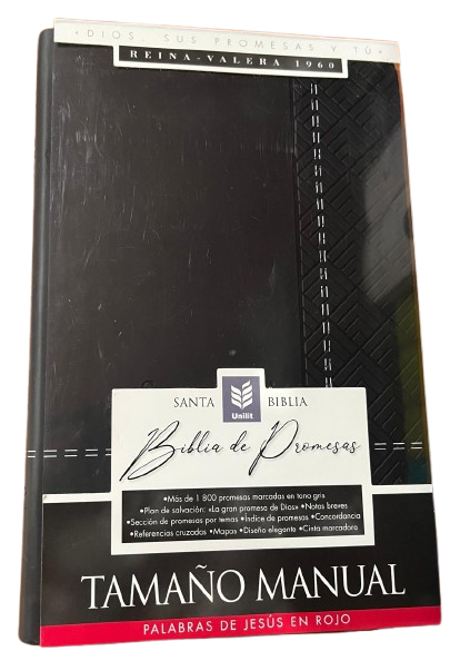 SANTA BIBLIA DE PROMESAS / DIOS, SUS PROMESAS Y TU / TAMAÑO MANUAL / COLOR PIEL ESPECIAL NEGRO CON RAYAS BLANCAS