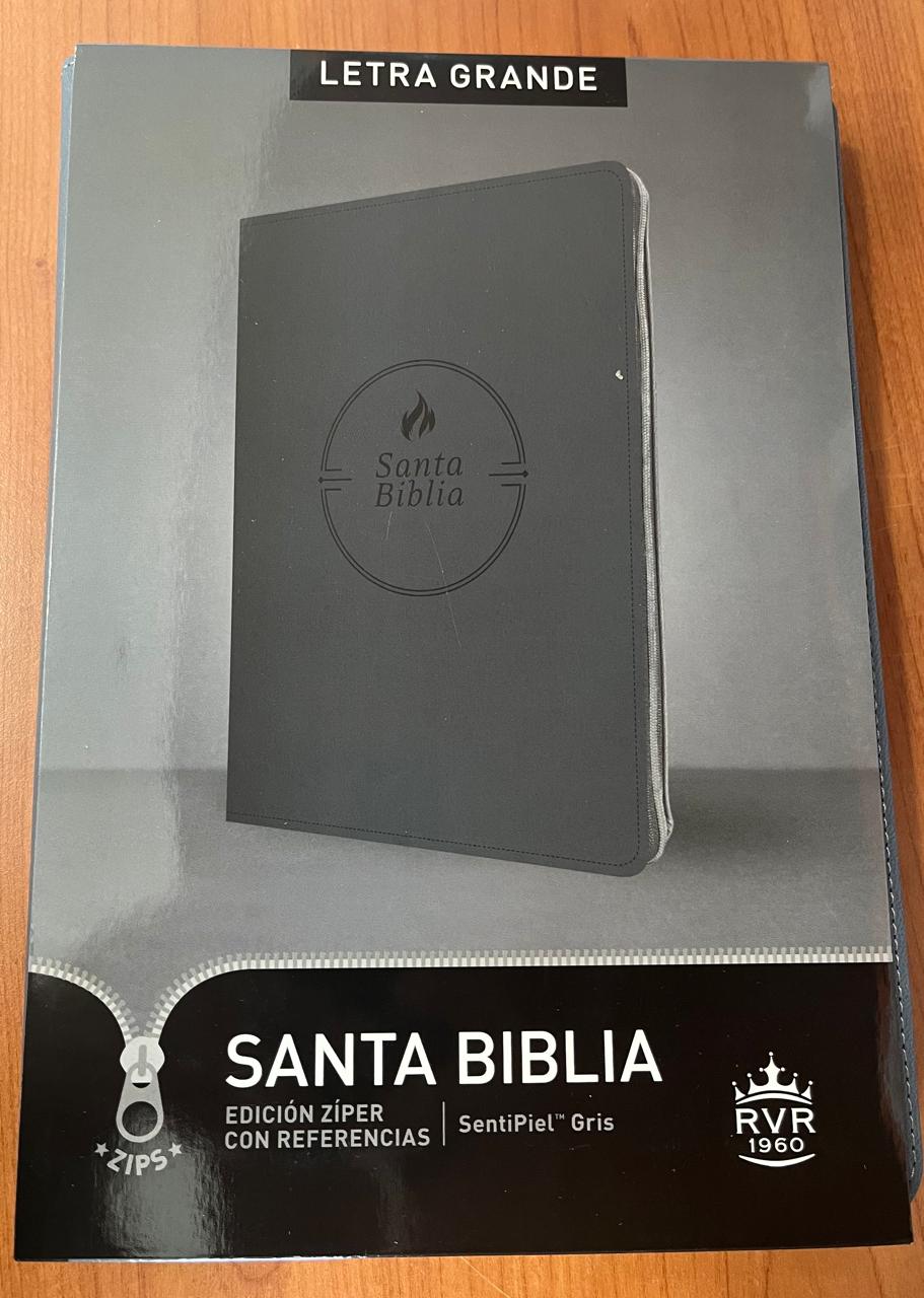 SANTA BIBLIA CON REFERENCIA / SENTIPIEL GRIS / CON CIERRE