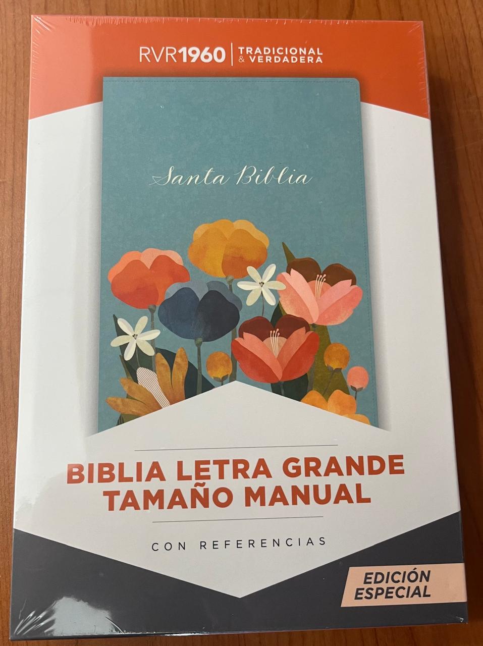 BIBLIA LETRA GRANDE / TAMAÑO MANUAL / CON REFERENCIA / EDICION ESPECIAL / AQUA SIMIL PIEL