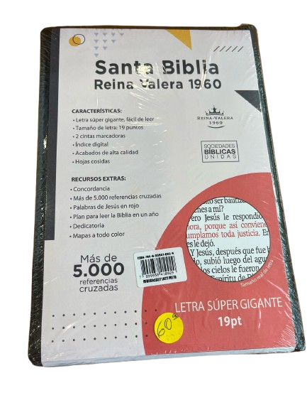 SANTA BIBLA LETRA SUPER GIGANTE COLOR NEGRO