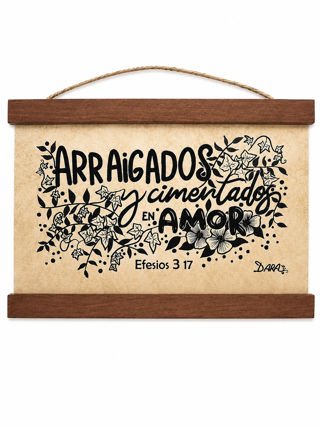 Cuadro decorativo colgante con pasaje bíblico (Efesios 3:17)